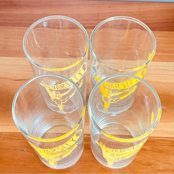 Set of 4 Vintage Drinking Glasses Yellow Varsity Football - Picture 4 of 11